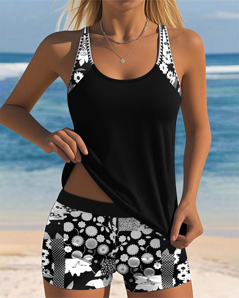 SABRINA | FLORAL TANKINI WITH SHORTS