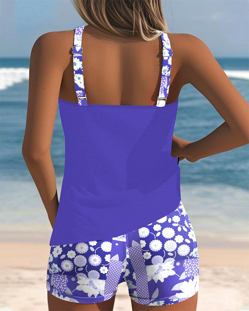 SABRINA | FLORAL TANKINI WITH SHORTS