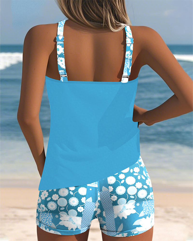 SABRINA | FLORAL TANKINI WITH SHORTS