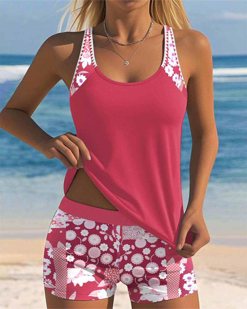 SABRINA | FLORAL TANKINI WITH SHORTS