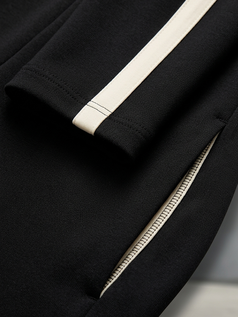 MONICA | STRIPED HALF-ZIP WIDE-LEG TRACKSUIT SET