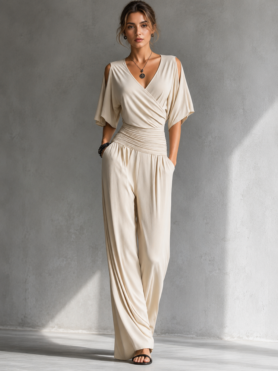 GEORGIE | WRAP WIDE-LEG JUMPSUIT WITH POCKETS