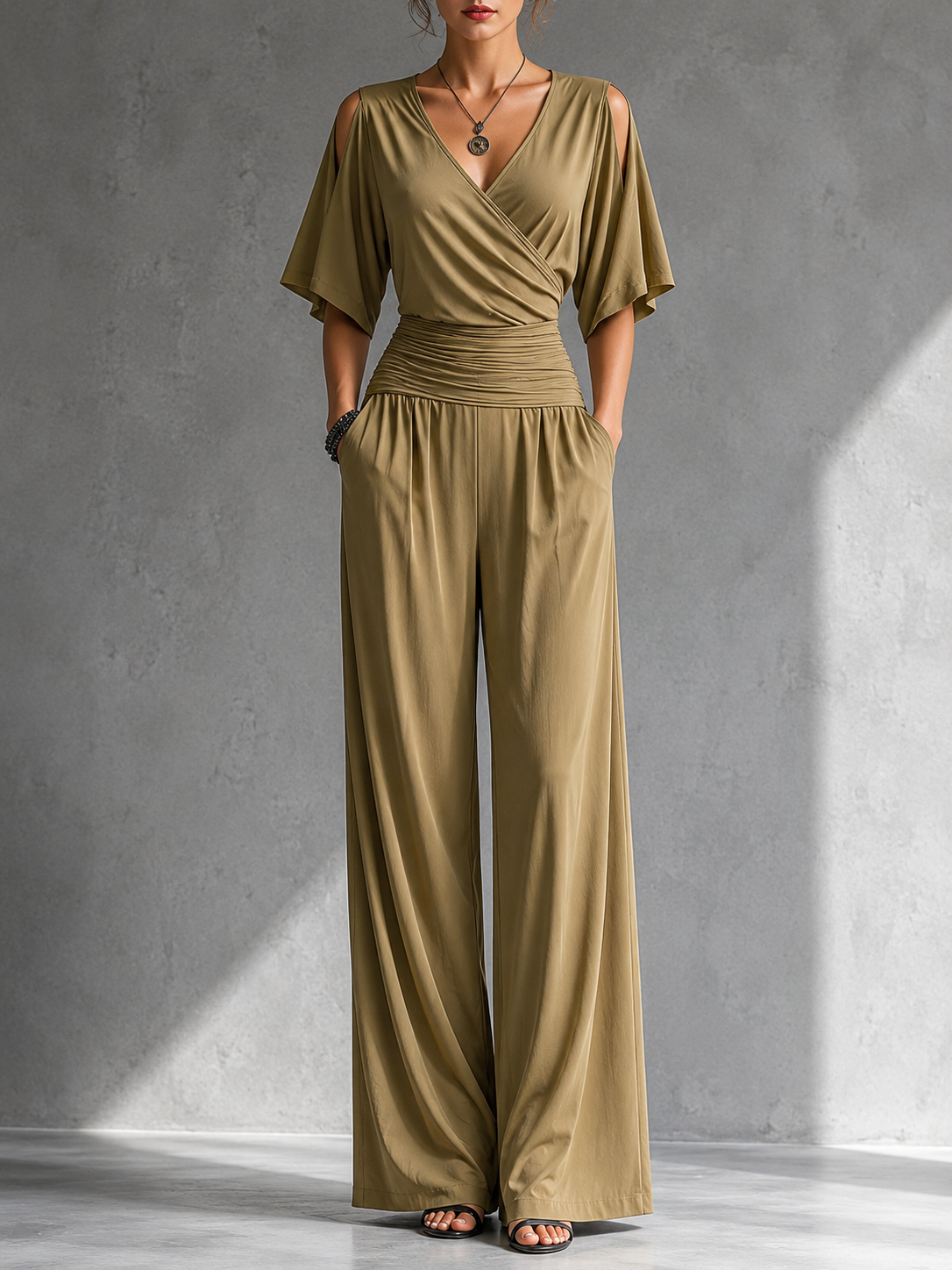 GEORGIE | WRAP WIDE-LEG JUMPSUIT WITH POCKETS