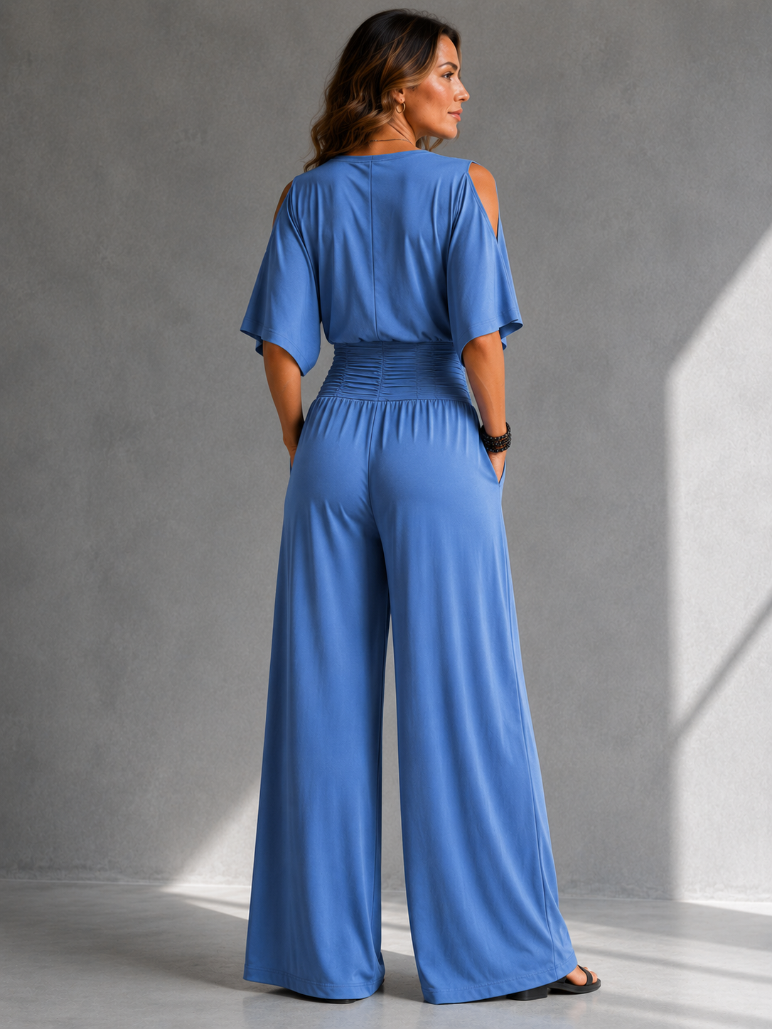 CONSTANTIA | WRAP V-NECK WIDE-LEG JUMPSUIT