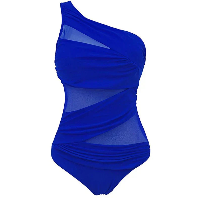 NAYLA | ONE-SHOULDER MESH SWIMSUIT