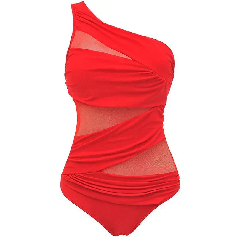 NAYLA | ONE-SHOULDER MESH SWIMSUIT