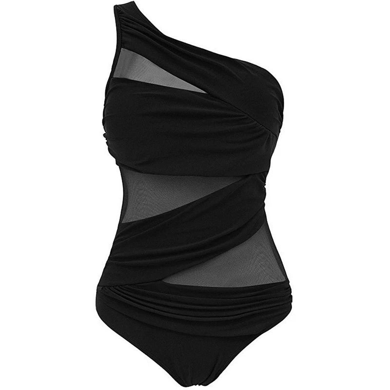 NAYLA | ONE-SHOULDER MESH SWIMSUIT