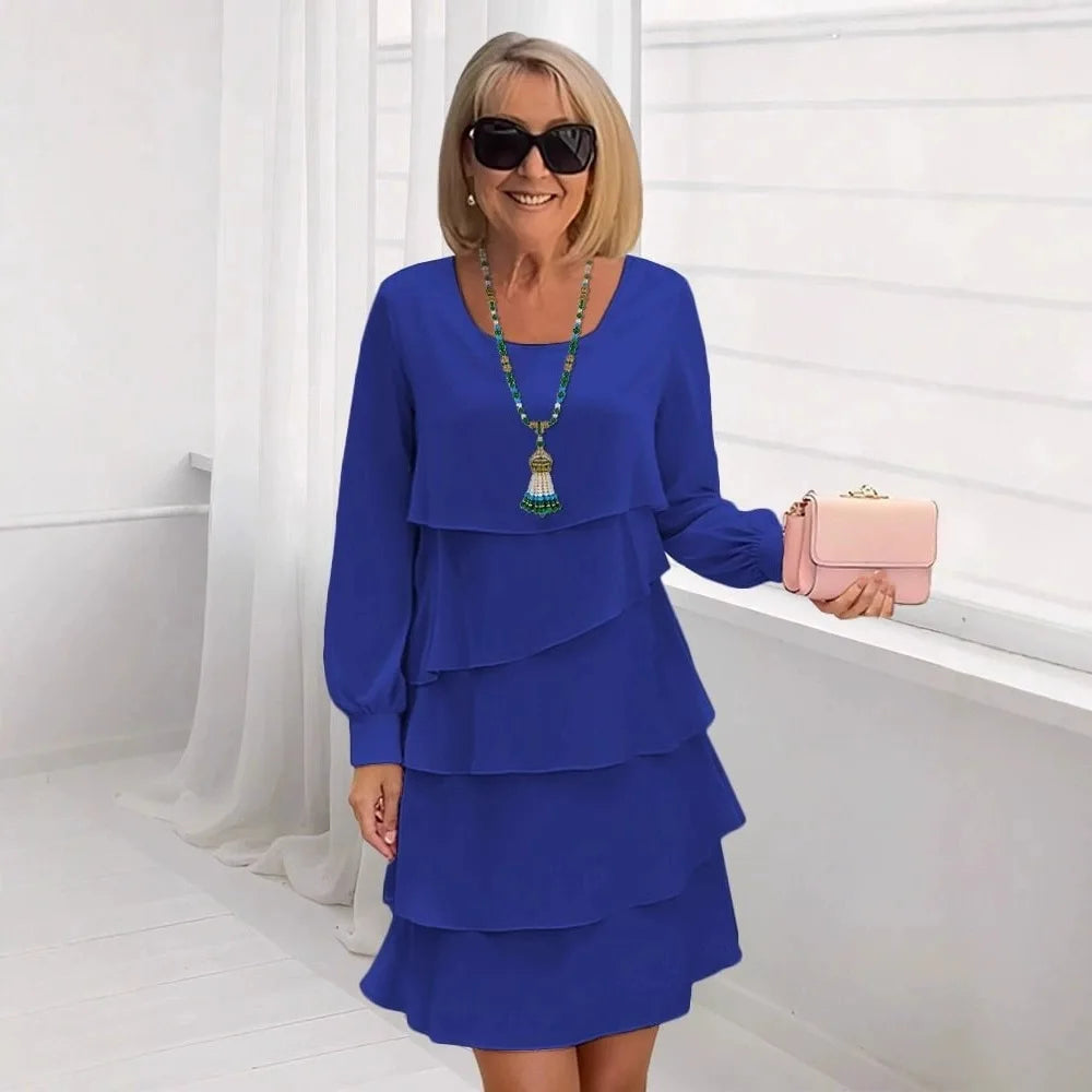 MARGARET | ELEGANT COMFORT RUFFLE DRESS WITH LONG SLEEVES