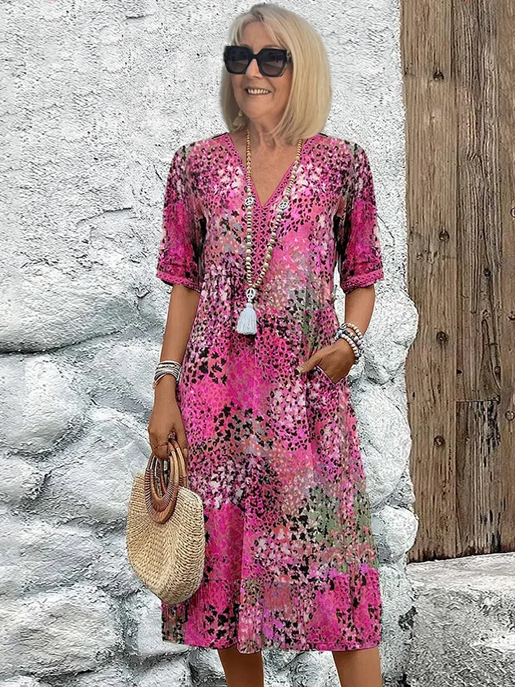 Arabella | Vibrant Pattern Midi Dress